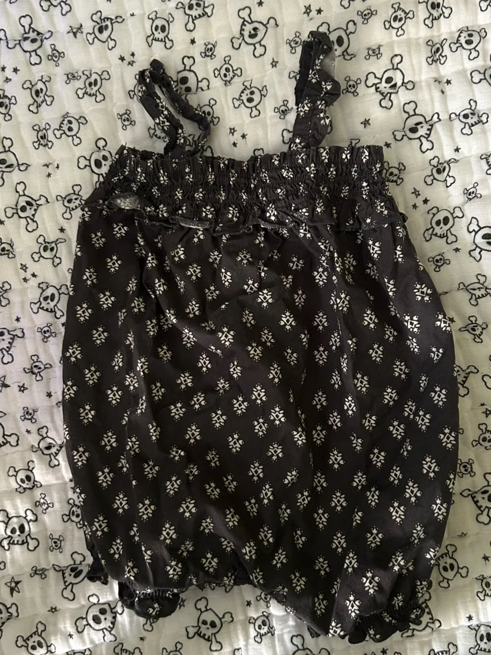 Carter's Black Bubble Romper Skirt with White Floral Motif